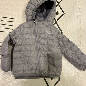 The North Face Kids Gray Puffer Jacket with Hood